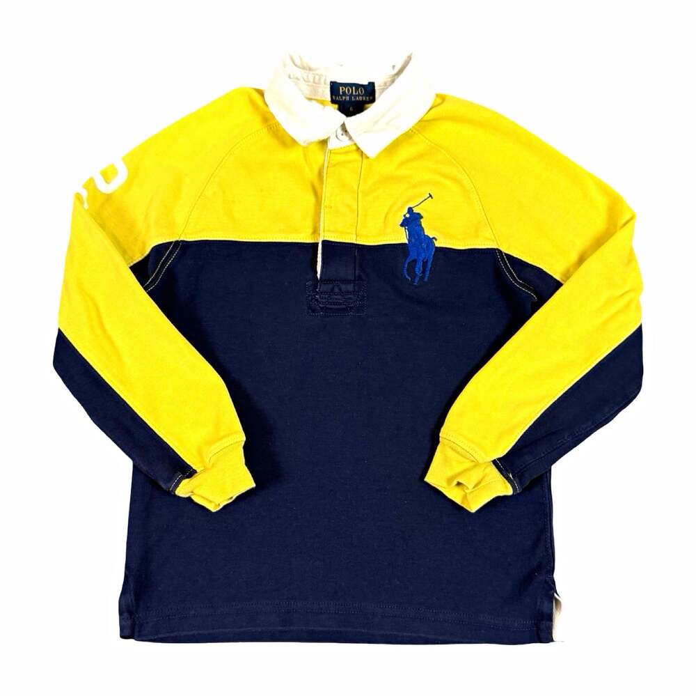 Polo Ralph Lauren Big Pony Colorblock Long Sleeve Rugby Polo Shirt Youth Size 6
